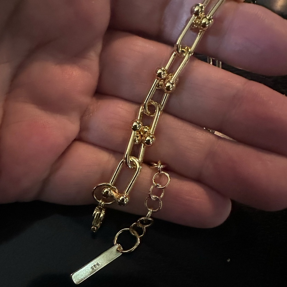Brand new 14k gold Vermeil U link chain bracelet classy trendy statement - Picture 5 of 5